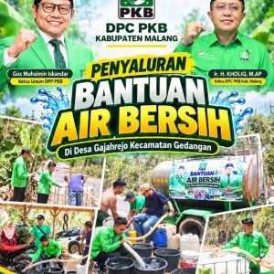 DPC PKB Kabupaten Malang Salurkan Bantuan Air Bersih untuk Warga Desa Gajahrejo
